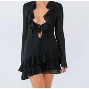 Rumored Waterfall Mini Dress Size S NWT Black